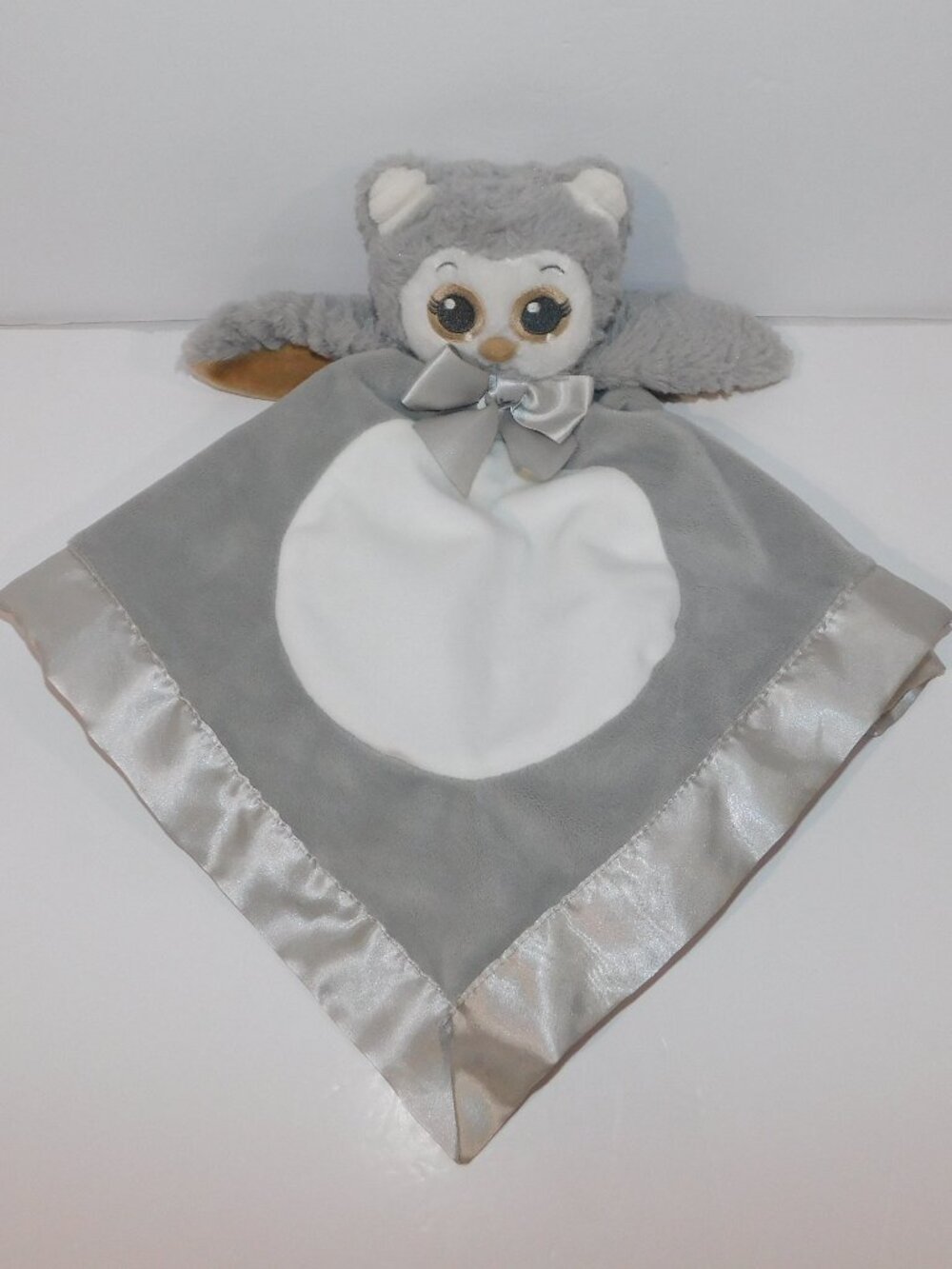 Bearington Baby Collection Gray Owl Security Blanket Plush Rattle Lovey nunu